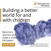 White & Blue Kids Orphanage Fundraising Post template