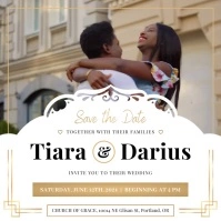 White & Gold African American Wedding Square Persegi (1:1) template