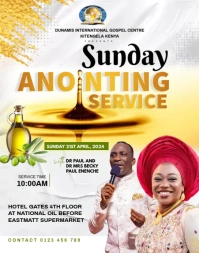 White & Golden Sunday Anointing Church Service Poster Flyer Poster/wallboard template