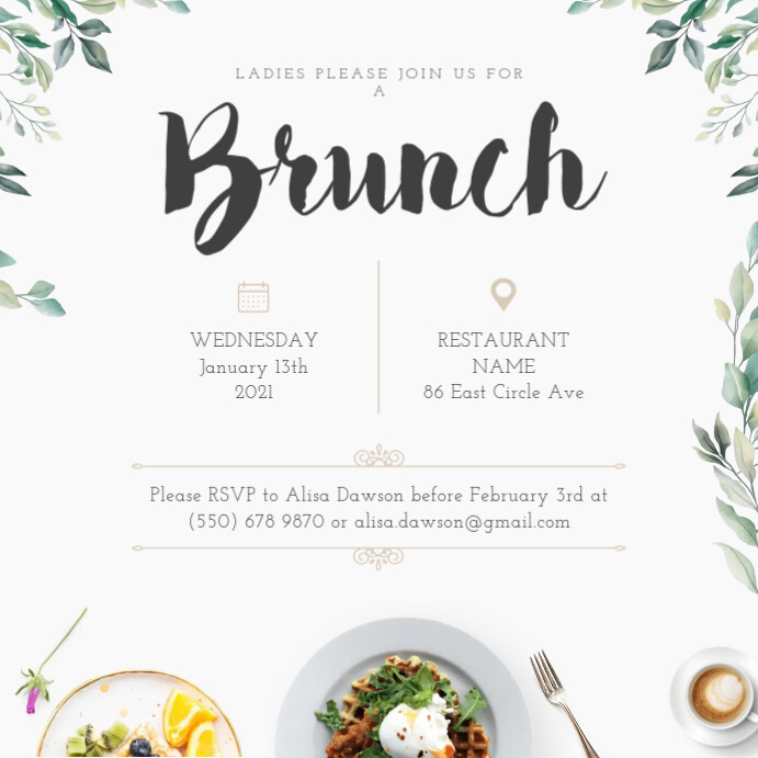 White & Green Ladies Brunch Invitation Template PosterMyWall
