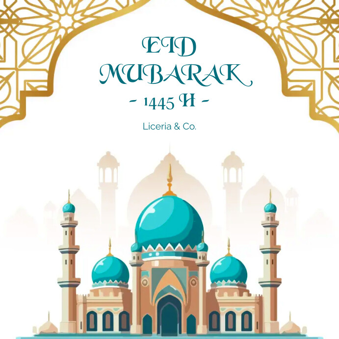 White & Green Minimalist Eid Mubara Template | PosterMyWall