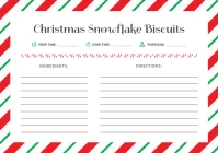 White & Red Christmas Recipe Card A4 template