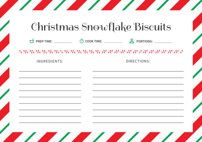 White & Red Christmas Recipe Card A4 template