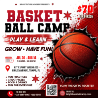 White & Red Joyful Basketball Camp Instagram Post | Basketball Training Camp Promotion Flyer template