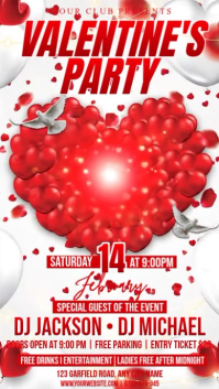 White & Red Valentine's Party Instagram Story Video Instagram-Story template