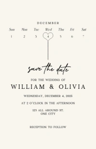 White & Beige Modern & Minimal wedding invite Wide Setengah Halaman template