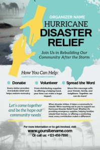 White & Blue Professional Hurricane Disaster Relief  Poster template