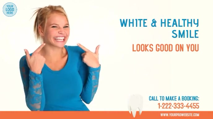 White & Healthy Smile Ekran reklamowy (16:9) template