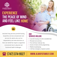 White & Pink Assisted Living Instagram Image template