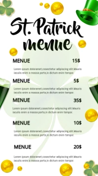 White  17 March St Patrick Menue Digital Display (9:16) template