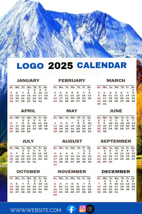 White 2025 Full Year Calendar Template Design  Poster