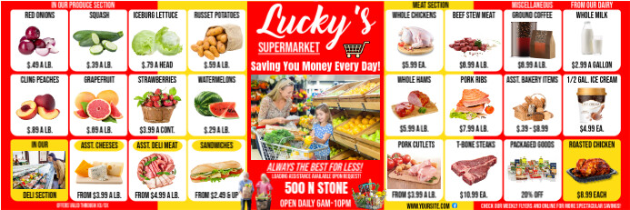 White 2x6 Foot Banner For Grocery Store Front Window Banner 2' × 6 ...