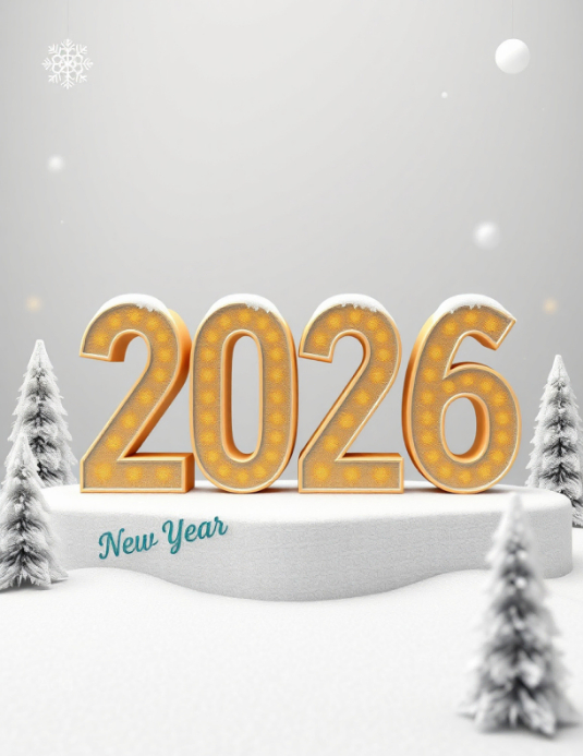 White 3d 2026 New Year 3d Template Design Flyer (us Letter) | PosterMyWall