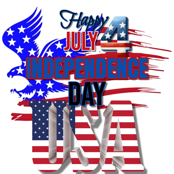 White 3d 4th Of July  Instagram Post template