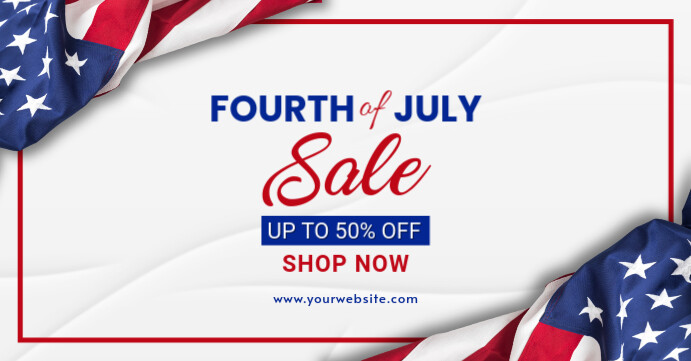 White 3d 4th Of July Sale  Facebook Event Cover template