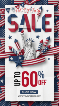 White 3D 4th of July Sale Instagram Story Instagram-verhaal template