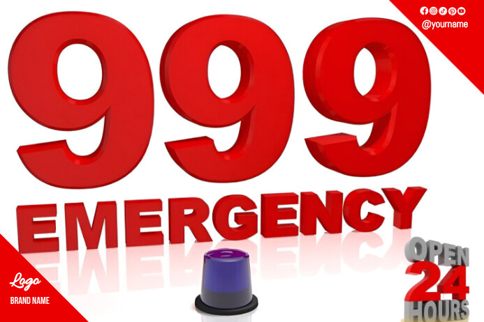 White 3d 999 Emergency Day Poster Template | PosterMyWall