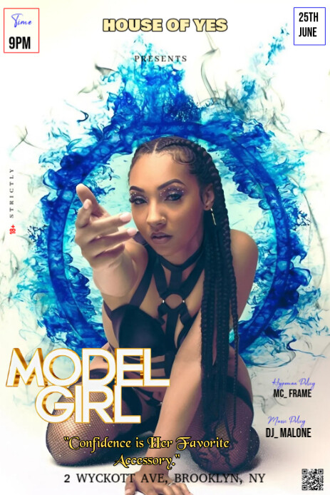 White 3d A Bold, Stylish, And Visually Captivating Model Girl Flyer For A Fashion-forward Party Even Ihluzo le-Pinterest template