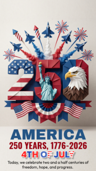 White 3D American Independence Celebration Instagram Story template