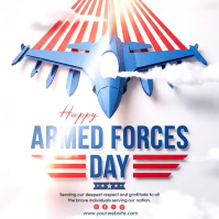 White 3D Armed Forces Day Square Video Quadrato (1:1) template