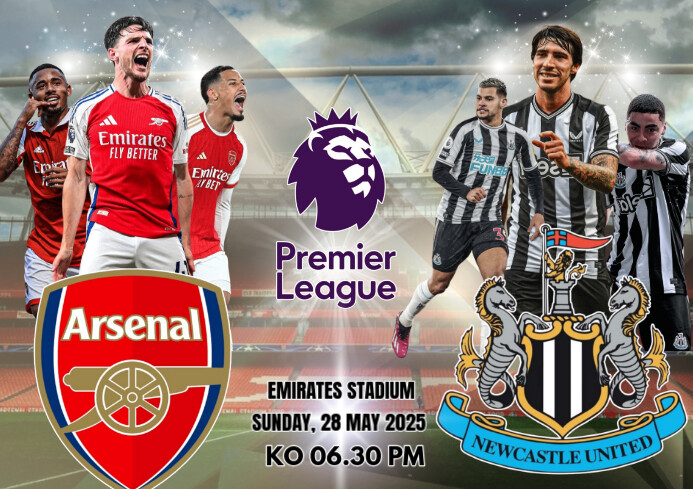 White 3d Arsenal Vs Newcastle United English Premiere League A4 template