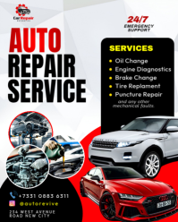 White 3d Auto Car Repair Service Vehicle Mechanic Maintainance Shop Automobile Garage Workshop Flyer Instagram Portrait template