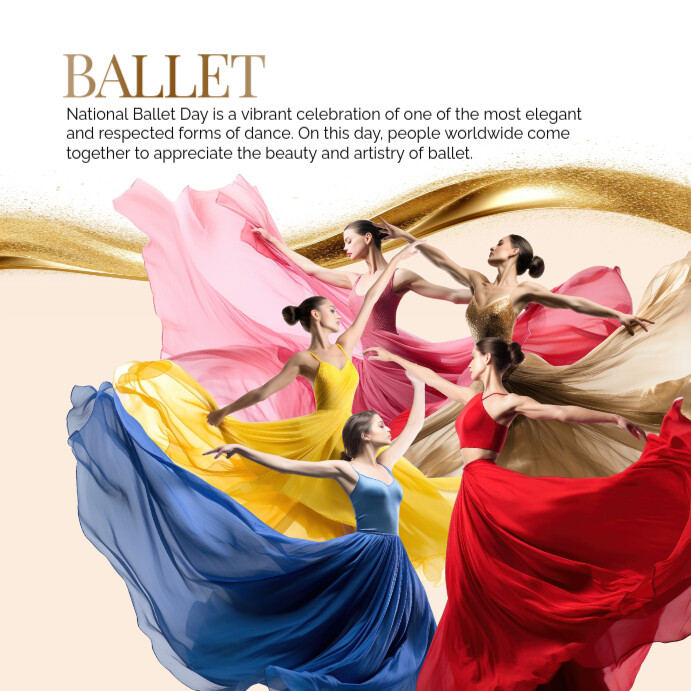 White 3d Ballet Day Instagram Post Template | PosterMyWall
