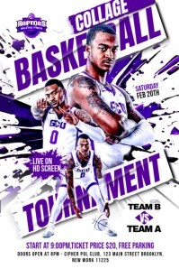 White 3d Basketball Game Schedule Template.  Poster Affiche