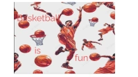 White 3d Basketball  Twitter Post template