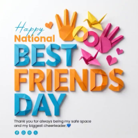 White 3D Best Friends Day Square Video สี่เหลี่ยมจัตุรัส (1:1) template