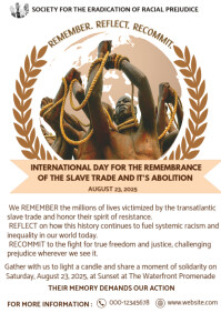 White 3d Black History: Abolition Day & Slave Trade Remembrance Flyer Template August 23 A4