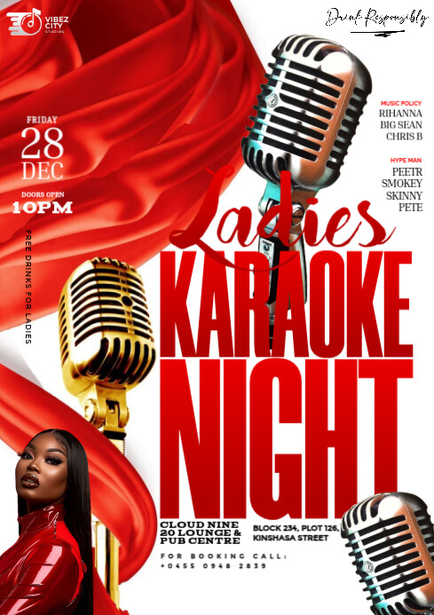 White 3d Black Maximalist Karaoke Night Club Party Flyer A4  A4 template