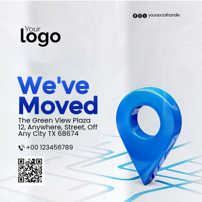 White 3D Business Relocation Announcement Instagram Post Template ...
