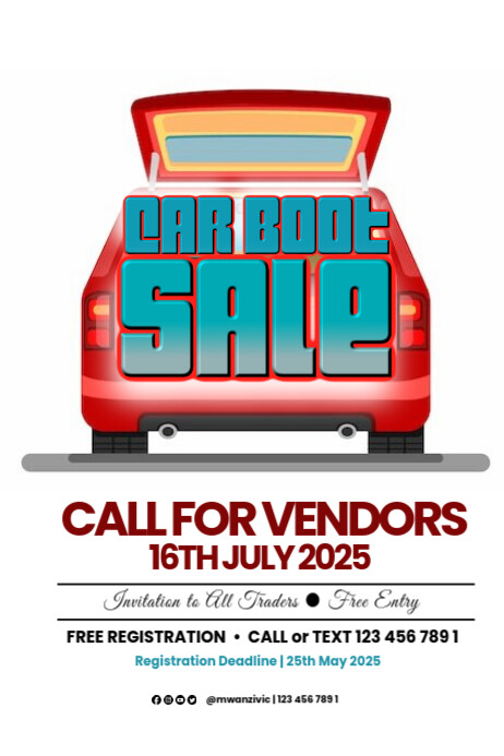 Modèle White 3d Car Boot Sale Poster | PosterMyWall