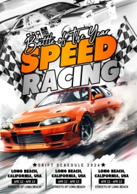 White 3d Car Racing A5 template