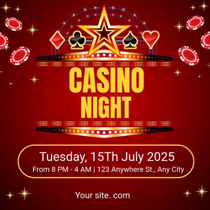 White 3d Casino Night  Instagram Post template