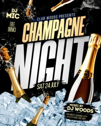 white 3d Champagne Vip night club bar drink party invitation Instagram post portrait flyer template