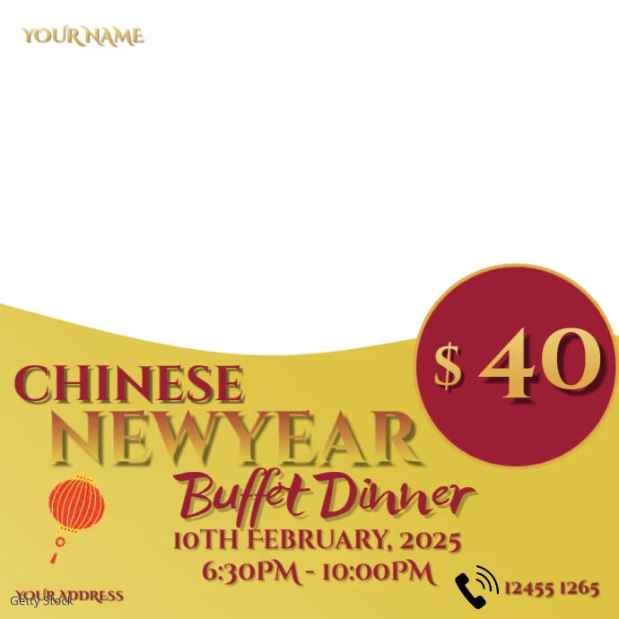 White 3d Chinese New Year  Post Instagram template