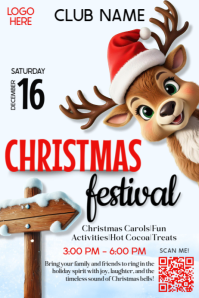 Biały Christmas Festival Banner 4' × 6' Template