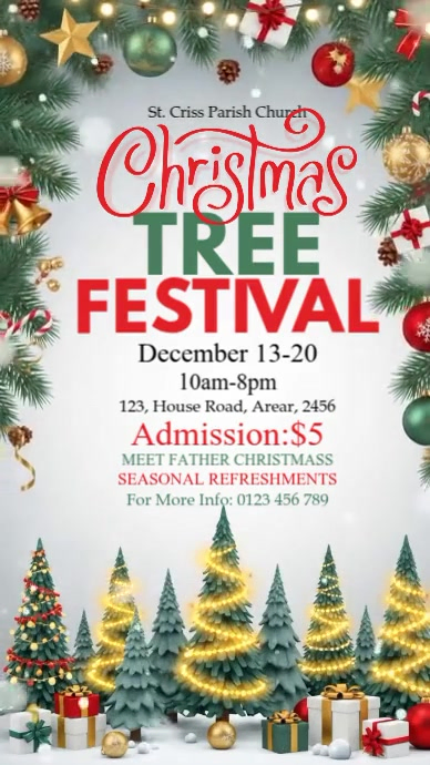 White 3d Christmas Tree Festival Template Instagram Reel