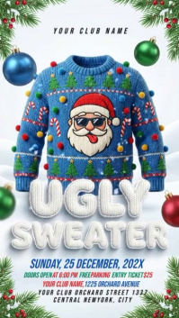 White 3d Christmas Ugly Sweater Party Instagram Story template