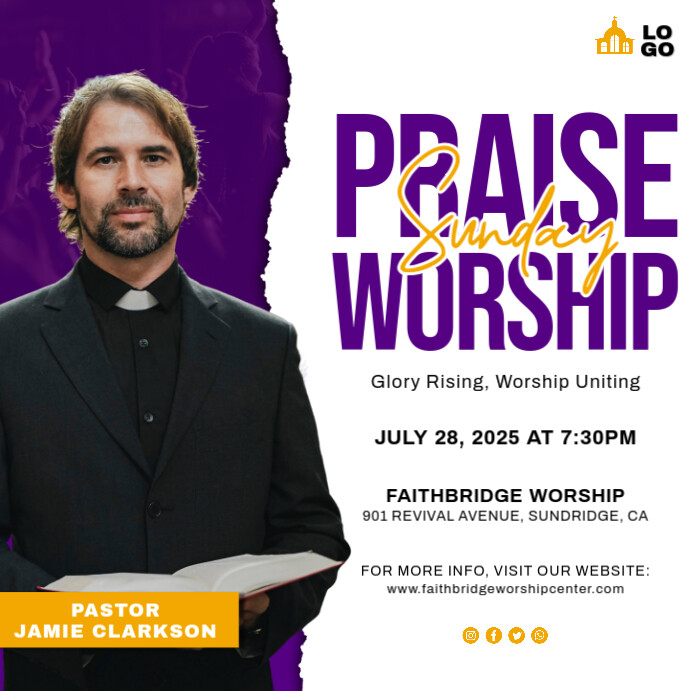 White 3d Church Flyer Instagram Post template