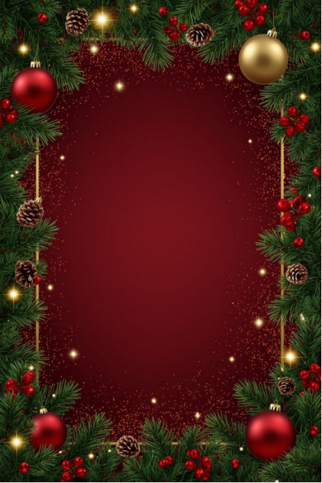 Plantilla de White 3d Classic Christmas Pine Border Frame Poster ...