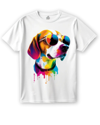 White 3d colorful Dog Art print t shirt mockup template short sleeve editable printable design free Instagram Portrait
