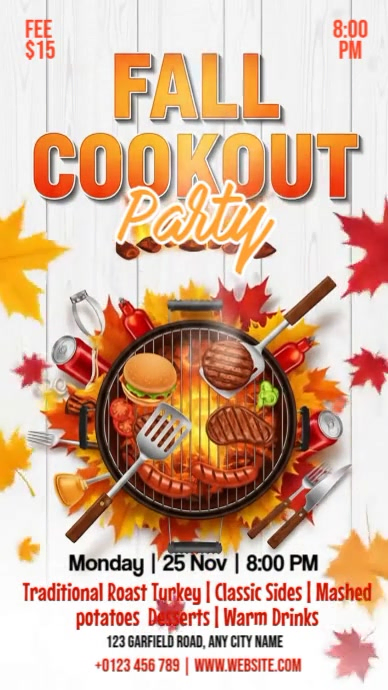 White 3d Fall Cookout Party Instagram Story Template | PosterMyWall