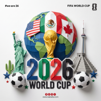 White 3D FIFA World Cup 2026 Instagram Post template