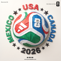 White 3D FIFA World Cup 2026 Square Kvadrat (1:1) template