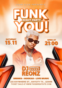 White 3d Funky Night Party A4 template