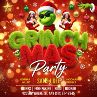 White 3d Grinch Christmas Party Square (1:1) template