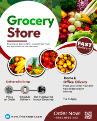 White 3d Grocery Store Vegetables Fruits Food Market Business Delivery Advertisement Facebook Ads Fl Instagram Portrait template